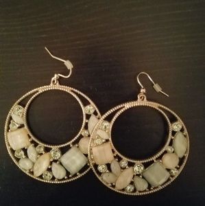 Gold and aqua earrings